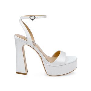 Badgley Mischka Caia 125MM Satin Platform Sandals in White Crepe US 8 $245